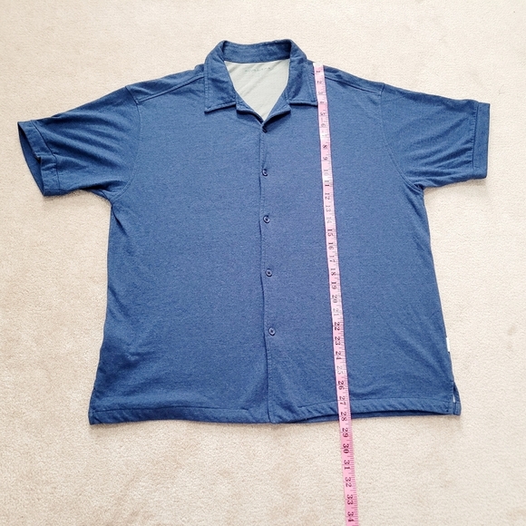 Cubavera Mens Blue Viscose Cotton Button Front Shirt Size Large *see Pic Hole* - Picture 5 of 8